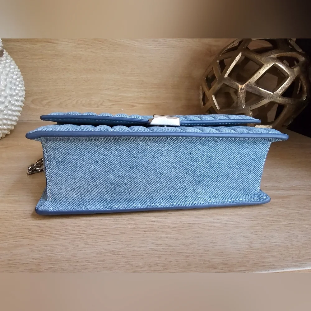 Kate Spade Deco  Light Blue Quilted Denim Shoulder Bag - Picture 13 of 13